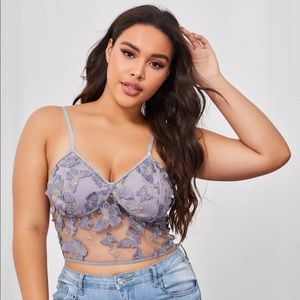 Shein - Butterfly Embroidered Mesh Bralette 💫